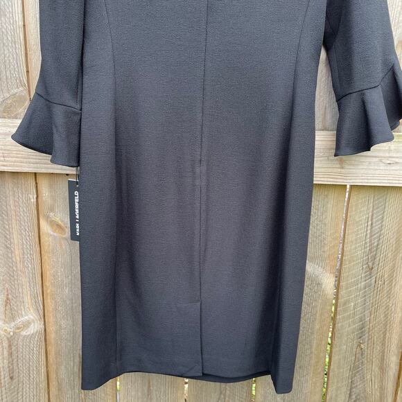 Karl Lagerfeld Dress NWT black Size 6 Midi Tulip Sleeve Classic Versatile - Picture 8 of 11